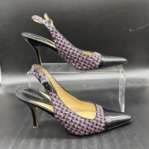 Valerie Stevens Womens size 6.5 Slingback tweed Fabric pointed toe heels